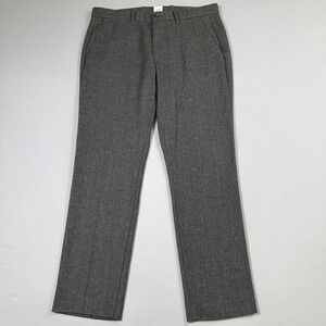 Gap Mens Slim Fit Herringbone Twill Wool Blend Trousers 32x30 Grey Dress Pants